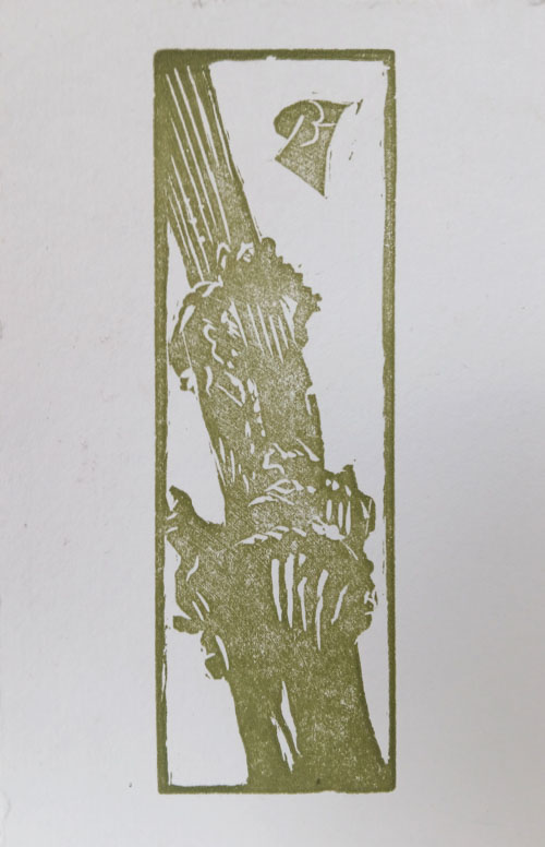 Handgedrukt kaartje van Bert Hoekstra