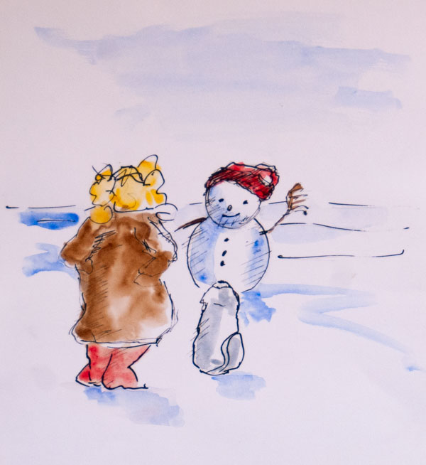 Illustratie uit Het Grote Avontuur van Maudje en Bubbels - De Sneeuwman