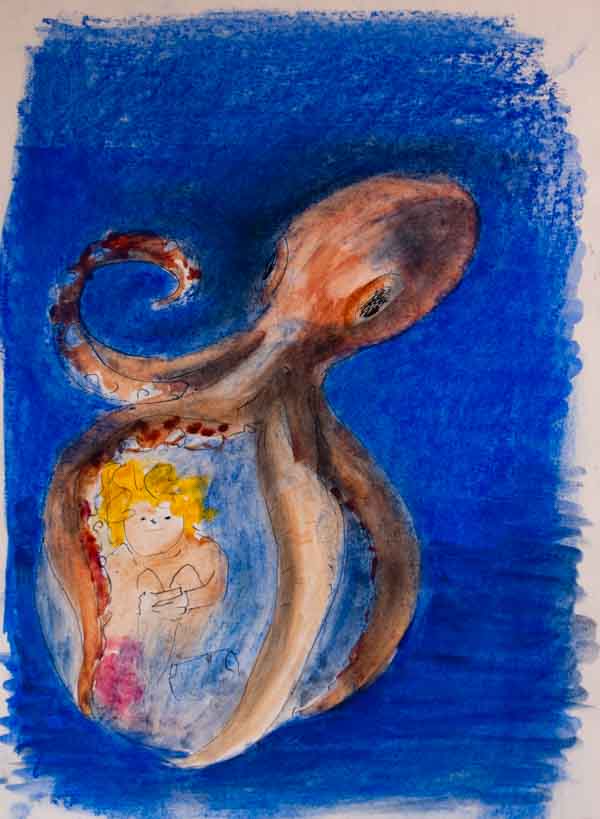 Illustraties uit Maudje en Bubbels vliegen naar de Maan