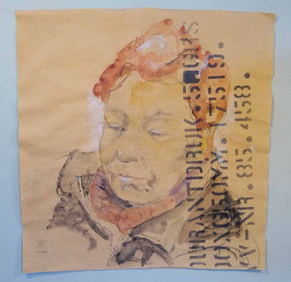 Dineke - potlood en aquarel op verpakkingspapier